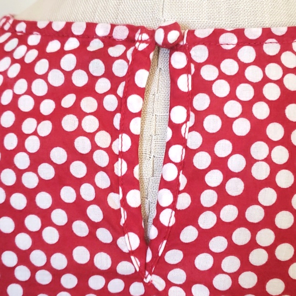 Vintage United Colors of Benetton Red White Polka Dot Blouse Relaxed M L - Picture 9 of 10